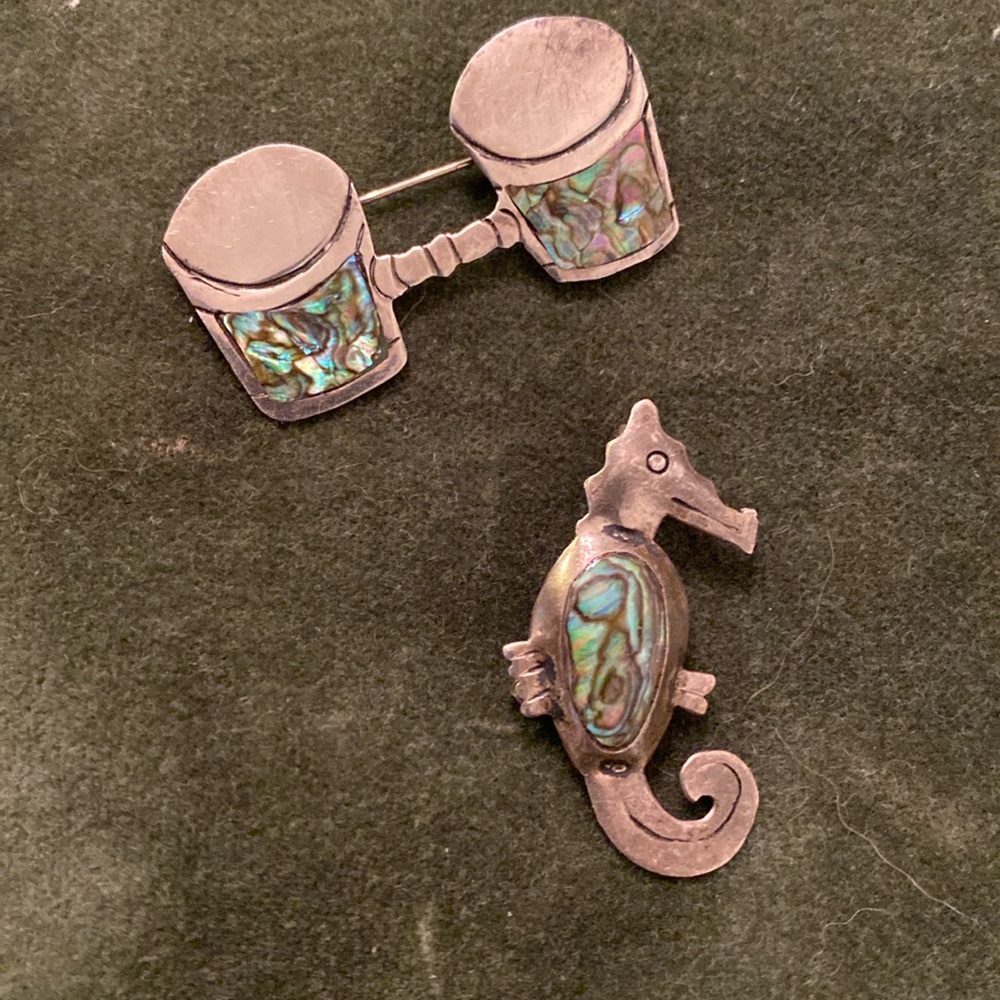Abalone Sterling Silver Vintage Brooch